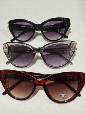 3x Chanel style Cat-Eye Sunglasses!😎 Black, Gray & Brown! FREE SHIPPING! Buy Now